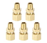 sourcing map 5 raccordi per tubi di compressione in ottone 0,8 cm OD x 0,3 cm NPT x 3,10 cm filettatura maschio connettore unione a compressione adattatore dritto per linee d'aria, olio, carburante