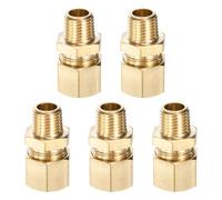 sourcing map 5 raccordi per tubi di compressione in ottone, diametro esterno 1,3 cm x 0,6 cm NPT x 3,66 cm, filettatura maschio, connettore a compressione, adattatore dritto per linee d'aria, olio