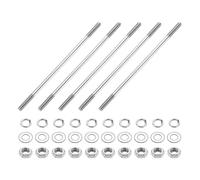 sourcing map 5 viti a doppia estremità, M4 x 120 mm, in acciaio inossidabile 304, a doppia filettatura, con dadi e rondelle piatte e di bloccaggio, vite filettata a doppia estremità, per la