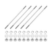 sourcing map 5 viti a doppia estremità, M4 x 140 mm, in acciaio inossidabile 304, a doppia filettatura, con dadi e rondelle piatte e di bloccaggio, vite filettata a doppia estremità, per la