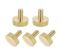 sourcing map 5 viti a testa zigrinata in ottone, M4 x 8 mm, con pomello a striscia piatta, in ottone massiccio, con zigrinatura a diamante, per elettronica, meccanica