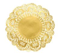 sourcing map 50 centrini di carta con pizzo dorato, da 12,7 cm, rotondi, usa e getta, in carta laminata, tovagliette decorative per matrimoni, compleanni, torte, dessert, stoviglie