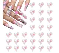 sourcing map 50 ciondoli 3D a forma di cuore per unghie, gemme per unghie, 8 x 9 mm, a forma di cuore storto, strass per decorazione fai da te per San Valentino, colore: bianco