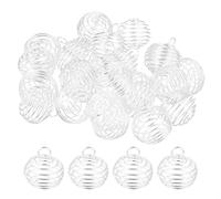 sourcing map 50 ciondoli a forma di gabbia a spirale, 30 x 25 mm, per collane, ciondoli a gabbia cava per la creazione di gioielli, color argento