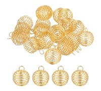 sourcing map 50 ciondoli a forma di gabbia a spirale, 9 x 8 mm, per collane e collane con gabbia cava per la creazione di gioielli, tonalità oro