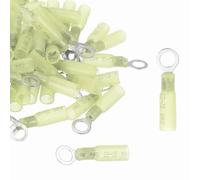 sourcing map 50 connettori ad anello termorestringenti #10 in rame stagnato isolati ad anello terminali a crimpare calibro 12-10 per progetti chimici industriali elettrici, giallo