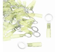 sourcing map 50 connettori ad anello termorestringenti # 5/16" in rame stagnato isolati ad anello terminali a crimpare calibro 12-10 per progetti chimici industriali elettrici, giallo