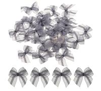 sourcing map 50 fiocchi in chiffon a rete, 2,5 cm, mini fiocchi premade per confezioni regalo, per fai da te, Natale, matrimonio, compleanno, decorazione, confezioni regalo (blu)