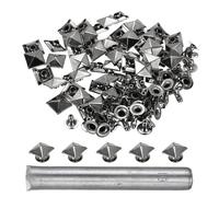 sourcing map 50 rivetti piramidali rapidi da 10 mm, per pelle, punk, decorazione per pelle, con perforatore, per roccia, chiodi, abbigliamento, cinture, borse, scarpe, grigio
