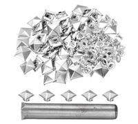 sourcing map 50 rivetti rapidi piramidali da 12 mm per pelle, punte punk, decorazione per pelle, con perforatore, per unghie, abbigliamento, cinture, borse, scarpe, argento