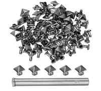 sourcing map 50 rivetti rapidi piramidali da 6 mm, per pelle, punk, decorazione per pelle, con perforatore, per roccia, chiodi, abbigliamento, cinture, borse, scarpe, grigio