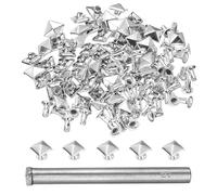 sourcing map 50 rivetti rapidi piramidali da 6 mm per pelle, punk, decorazione per pelle, con perforatore, per roccia, chiodini, abbigliamento, cinture, borse, scarpe, argento