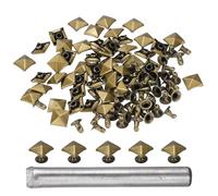 sourcing map 50 rivetti rapidi piramidali da 8 mm per pelle, punk, decorazione per pelle, con perforatore, per roccia, chiodi, abbigliamento, cinture, borse, scarpe, bronzo