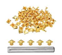sourcing map 50 rivetti rapidi piramidali da 8 mm, per pelle, punk, decorazione per pelle, con perforatore, per roccia, chiodi, abbigliamento, cinture, borse, scarpe, oro