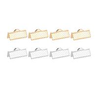 sourcing map 50 terminali a crimpare per nastro, 16 mm, per segnalibri, chiusure a crimpare per bracciali, collane e gioielli, 2 colori