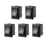sourcing map 5PCS KCD11 AC 125V/6A 250V/3A SPST 2 Terminale 2 Posizioni On/Off Barca Interruttore a bilanciere Nero