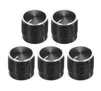 sourcing map 5pcs Potenziometro Manopola zigrinata Albero Nero Tono Alluminio 6mm Diametro Albero Manopola Rotante 15mmx13mm Manopola di Controllo del Volume