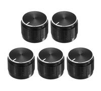 sourcing map 5pcs Potenziometro Manopola zigrinata Albero Nero Tono Alluminio 6mm Diametro Albero Manopola Rotante 17mmx13mm Manopola di Controllo del Volume