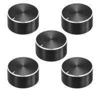 sourcing map 5pcs Potenziometro Pomello Albero Zigrinato Nero Tono Alluminio Superficie Liscia Manopola Rotante 26mmx13mm Manopola di Controllo del Volume