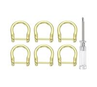 sourcing map 6 anelli a D a forma di ferro di cavallo da 15 mm, in metallo, semicerchio a forma di D, anello a D, portachiavi con cacciavite, per fai da te in pelle, portachiavi, accessori per collari