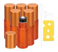 sourcing map 6 bottigliette a rullo per oli essenziali, 5 ml, in vetro, ricaricabili, a prova di perdite, per oli essenziali, profumi, colore: arancione