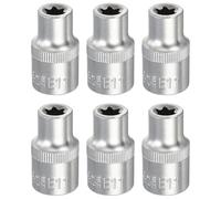 sourcing map 6 bussole E-Torx da 1/2", attacco E11, lunghezza 3,8 cm, manicotto esterno Torx poco profondo, in acciaio legato 35 K cromato, manicotto scanalato a 6 punti per riparazioni auto