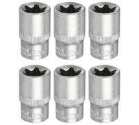 sourcing map 6 bussole E-Torx da 1/2", attacco E20, lunghezza 3,8 cm, manicotto esterno Torx poco profondo, in acciaio legato 35 K cromato, manicotto scanalato a 6 punti per riparazioni auto