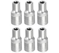 sourcing map 6 bussole E-Torx da 1/4", attacco E6 a stella, 2,5 cm, lunghezza 2,5 cm, manicotto esterno Torx poco profondo, in acciaio legato 35 K cromato, manicotto scanalato a 6 punti per