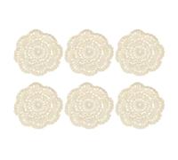 sourcing map 6 centrini all'uncinetto fatti a mano, 10,2 cm, tovagliette rotonde in tessuto, sottobicchieri in pizzo, per artigianato, uso quotidiano, festival, decorazione della casa, beige