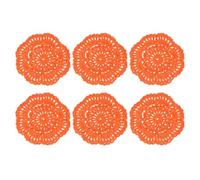 sourcing map 6 centrini all'uncinetto fatti a mano, 10,2 cm, tovagliette rotonde in tessuto, sottobicchieri in pizzo, per artigianato, uso quotidiano, festival, decorazione della casa, arancione rosso
