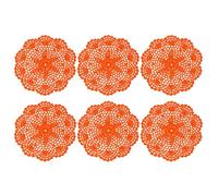 sourcing map 6 centrini all'uncinetto fatti a mano, 19,8 cm, tovagliette rotonde in tessuto, sottobicchieri in pizzo, per artigianato, uso quotidiano, festival, decorazione della casa, arancione