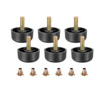 sourcing map 6 gambe in plastica per mobili, 4 x 2 cm, gambe di ricambio con bulloni M8, per sedie, divani, comò, armadi, letto, nero