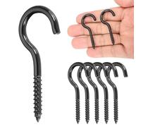 sourcing map 6 ganci a vite ad occhiello, M4 x 50 mm, in acciaio inossidabile 304, resistenti, viti autofilettanti, a estremità aperta, per interni ed esterni, per appendere opere d'arte, nero