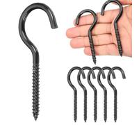 sourcing map 6 ganci a vite ad occhiello, M6 x 90 mm, in acciaio inossidabile 304, resistenti, viti autofilettanti, a estremità aperta, per interni ed esterni, per appendere opere d'arte, nero