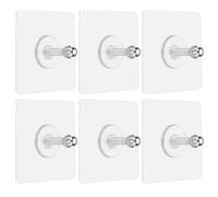 sourcing map 6 ganci adesivi a vite per montaggio a parete, 7,1 cm, ganci adesivi quadrati senza trapano, impermeabili, resistenti, con dado M6, per bagno, cucina, mensola da appendere, 26 mm