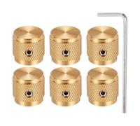 sourcing map 6 manopole per potenziometro in alluminio, 6 mm, universali, per il controllo del volume e del tono, con indicatore a freccia per chitarra, 5/8", oro