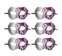 sourcing map 6 maschere in maschera, maschera per martedì grasso, da uomo, mezza faccia, costume di Halloween, per feste in maschera, balli, compleanni, gras, viola, stile retrò