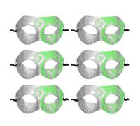 sourcing map 6 maschere in maschera, maschere per martedì grasso da uomo, mezza faccia, costume di Halloween, per feste in maschera, balli, compleanni, gras, stile retrò verde