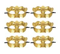 sourcing map 6 maschere in maschera, maschere per martedì grasso da uomo, mezza faccia, costume di Halloween, per feste in maschera, balli, compleanni, gras, stile jazz maschile dorato