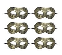 sourcing map 6 maschere in maschera, maschere per martedì grasso da uomo, mezza faccia, costume di Halloween, per feste in maschera, balli di fine anno, compleanno, compleanno, stile retrò dorato