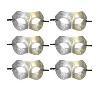 sourcing map 6 maschere in maschera, maschere per martedì grasso da uomo, mezza faccia, costume di Halloween, per feste in maschera, balli di fine anno, compleanno, grasso, giallo, stile retrò