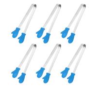 sourcing map 6 mini pinze in silicone, 12,5 cm, piccole pinze per alimenti a forma di guanto, con manico in acciaio inossidabile, punte testurizzate antiscivolo, per dolci, cubetti di ghiaccio