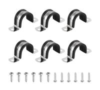 sourcing map 6 morsetti per cavi da 30 mm, in acciaio inossidabile 304, rivestiti in gomma, con cuscinetto isolante, supporto a U, con viti M4 x 20 mm, per installazione di tubi flessibili, nero