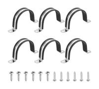 sourcing map 6 morsetti per cavi da 60 mm, in acciaio inossidabile 304, rivestiti in gomma, con cuscinetto isolante, supporto a U, con viti M4 x 20 mm, per installazione di tubi flessibili, nero