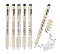 sourcing map 6 penne a inchiostro a punta fine, 2,0 mm, nero, con inchiostro impermeabile per archiviazione, per acquerelli, schizzi, disegni tecnici di cartoni animati