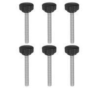 sourcing map 6 pomelli di bloccaggio zigrinati, viti a testa zigrinata M8 x 70 mm, filettatura maschio metrica, 28 mm, testa in plastica opaca 304, in acciaio inox 304, manopola filettata a mano,