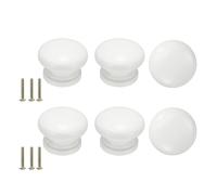 sourcing map 6 pomelli per cassetti, pomelli rotondi per cassettiera, pomelli decorativi per cassetti con vite M4 x 22 mm, per armadio, bianco