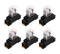 sourcing map 6 relè di potenza elettromagnetica AC 24 V, relè bobina di alimentazione a 8 pin 5 A, con indicatore LED e base a presa, DPDT 2NO 2NC - MY2NJ per industriali, elettrodomestici e sistemi
