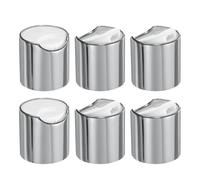 sourcing map 6 tappi a disco in plastica alluminizzata, 28/410, tappi di ricambio durevoli per bottiglie da spremere, bottiglie ricaricabili, plastica, vuoti, shampoo, argento bianco