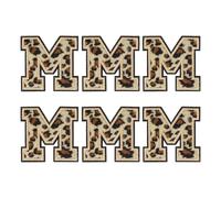 sourcing map 6 toppe termoadesive a forma di lettera M, motivo leopardato, 65 mm, decorative, con bordo nero, da cucire, per riparazione di vestiti, zaini, jeans